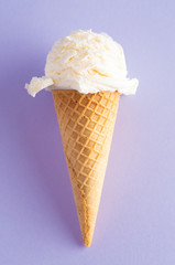 Scoop of Vanilla Ice Cream in a Waffle Cone