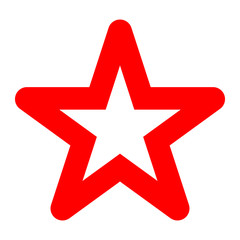 Obraz premium Star symbol icon - red simple hollow, 5 pointed rounded, isolated - vector