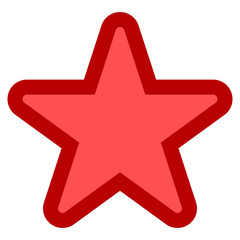 Fototapeta premium Star symbol icon - red simple with outline, 5 pointed rounded, isolated - vector