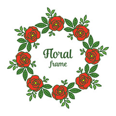 Vector illustration various design rose floral frame with green leaf
