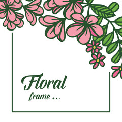 Vector illustration elegant floral frame blooms with white background