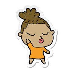 sticker of a cartoon calm woman