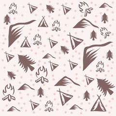outdoor camping pattern vector illustration