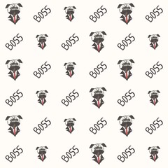 Obraz premium pug dog boss pattern vector illustration