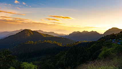 Plakat Sunset in the mountains Chiang Mai Thailand