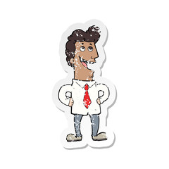 retro distressed sticker of a cartoon businessman