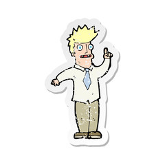retro distressed sticker of a cartoon man with idea