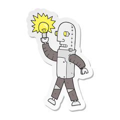 sticker of a cartoon robot with light bulb