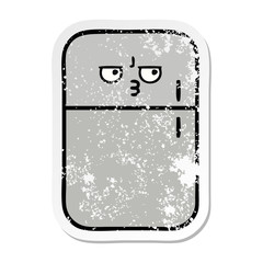 distressed sticker of a cute cartoon fridge freezer