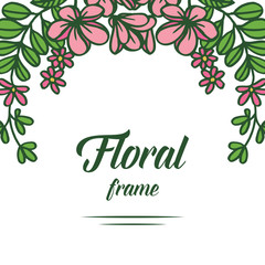 Vector illustration very elegant pink wreath frame