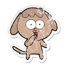 distressed sticker of a cute cartoon dog
