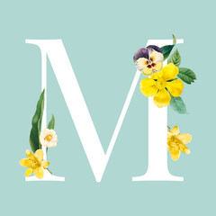 Floral styled letter M typography