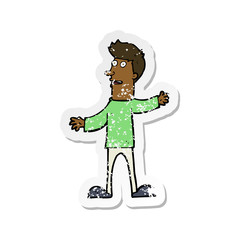 retro distressed sticker of a cartoon surprised man
