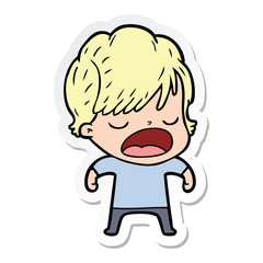 sticker of a cartoon woman talking