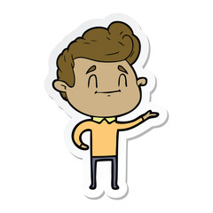 sticker of a happy cartoon man