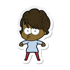 Obraz premium sticker of a cartoon woman