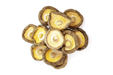 Image of Dried shiitake mushrooms isolated on white background. Food.