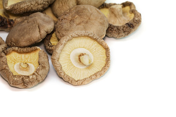 Image of Dried shiitake mushrooms isolated on white background. Food.