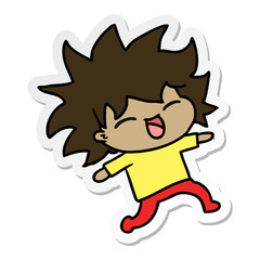 sticker cartoon of cute kawaii girl