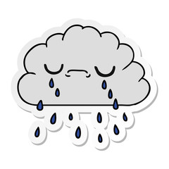 sticker cartoon of cute crying cloud