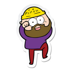 sticker of a cartoon surprised bearded man