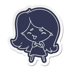 cartoon sticker of a cute kawaii girl