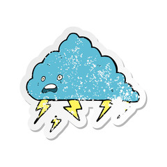 retro distressed sticker of a cartoon thundercloud