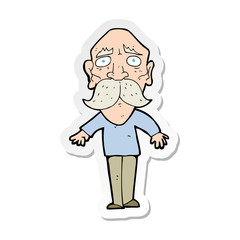 sticker of a cartoon sad old man