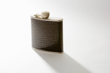 vintage leather hip flask.