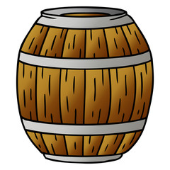gradient cartoon doodle of a wooden barrel