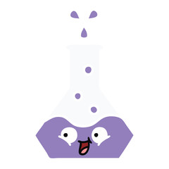 flat color retro cartoon science beaker