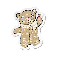 retro distressed sticker of a cute cartoon teddy bear