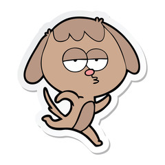 sticker of a cartoon bored dog running