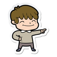 sticker of a cartoon happy boy