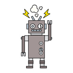 cute cartoon malfunctioning robot