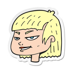 sticker of a cartoon mean looking girl