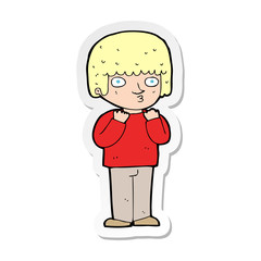 sticker of a cartoon surprised man