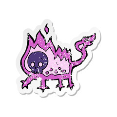 retro distressed sticker of a cartoon little imp