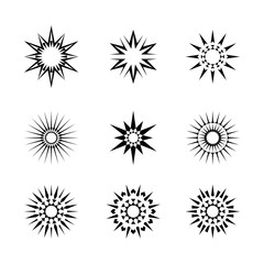 Simple monochrome circle geometric abstract symmetric shapes set