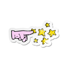 retro distressed sticker of a cartoon pointing hand