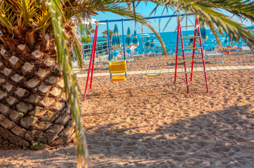 Fototapeta premium tropical beach with playground foe children