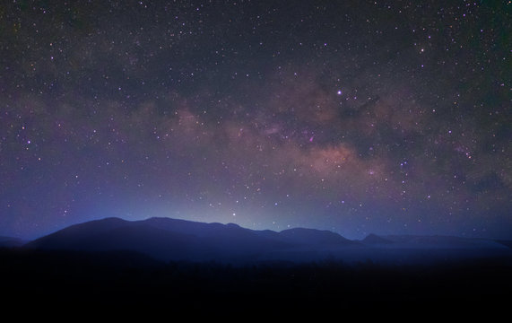 milky way,starry night landscape over mountion © CK