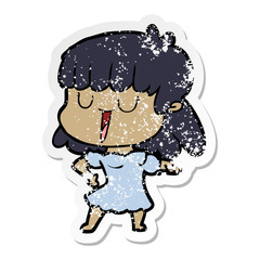 distressed sticker of a cartoon woman