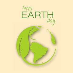 Happy Earth day card with Earth and tree. Vector