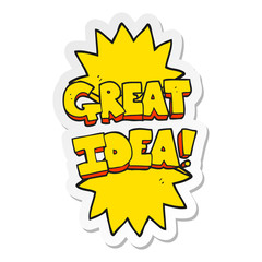 sticker of a cartoon great idea symbol