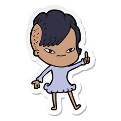 sticker of a cute cartoon girl with hipster haircut