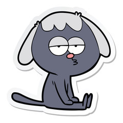 sticker of a cartoon tired dog