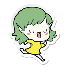 sticker of a cartoon elf girl