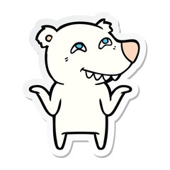 sticker of a cartoon polar bear showing teeth