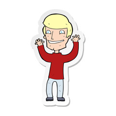 sticker of a cartoon excited man
